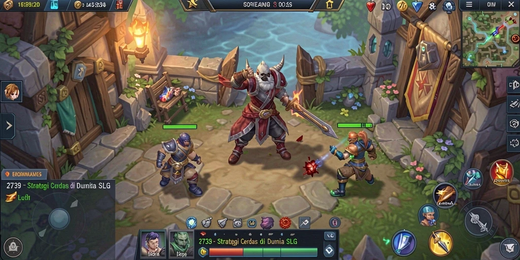 Screenshot gameplay dari game SLG penuh strategi dan aksi.