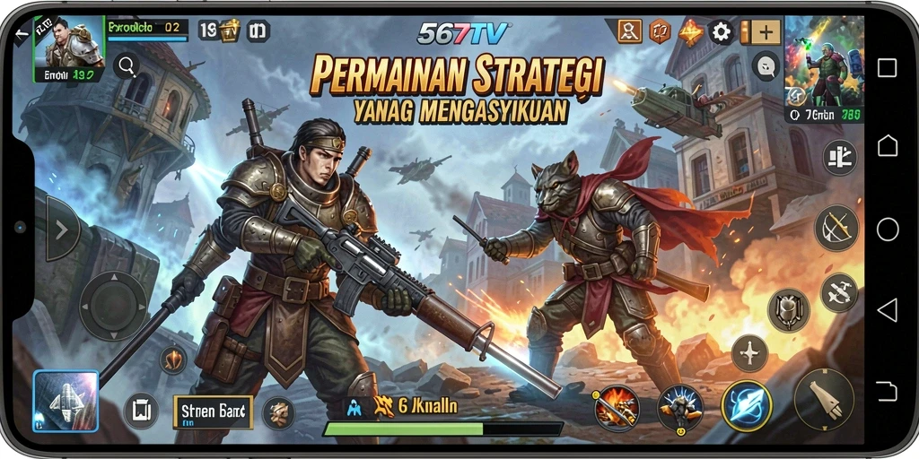 Tampilan gameplay strategi yang mendebarkan dan penuh taktik.