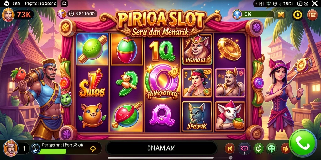 Screenshot gameplay Slot 73K yang menampilkan grafis menarik.