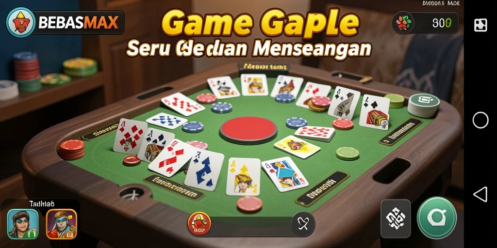 Screenshot gameplay BEBASMAX menampilkan aksi Gaple yang seru.