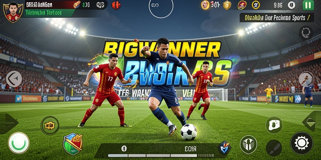 Screenshot BIGWINNER menampilkan aksi permainan olahraga yang dinamis.