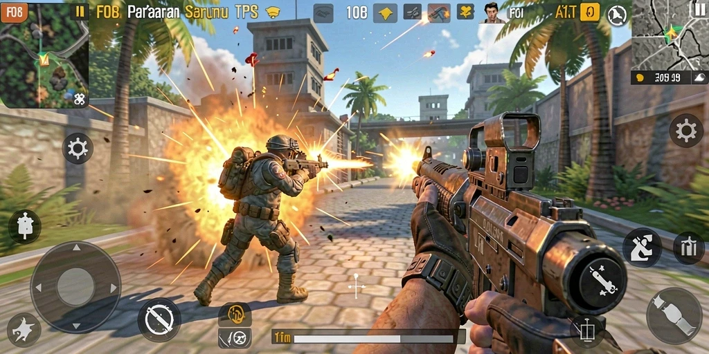 Gameplay seru F08 dengan aksi tembak-menembak yang mendebarkan.