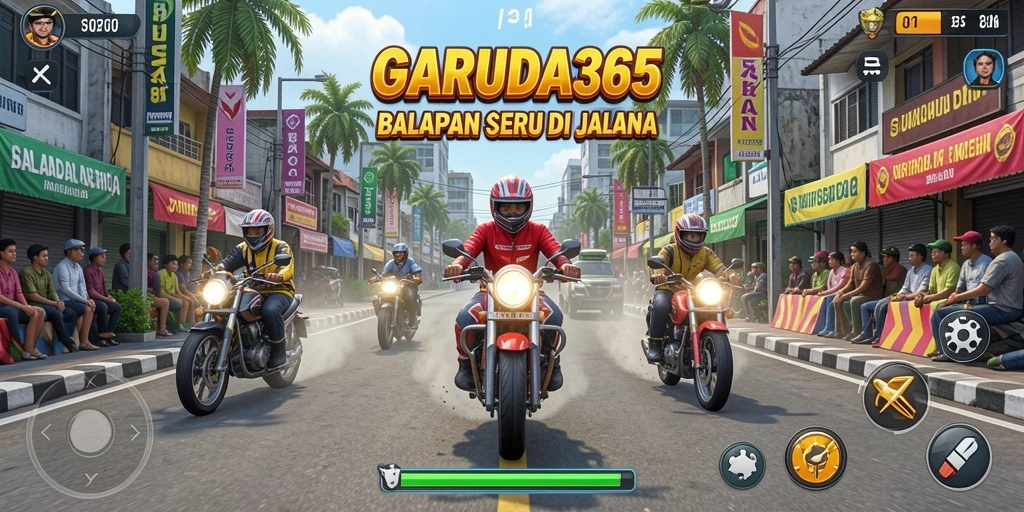 Tampilan gameplay GARUDA365 yang menampilkan aksi balapan menegangkan.
