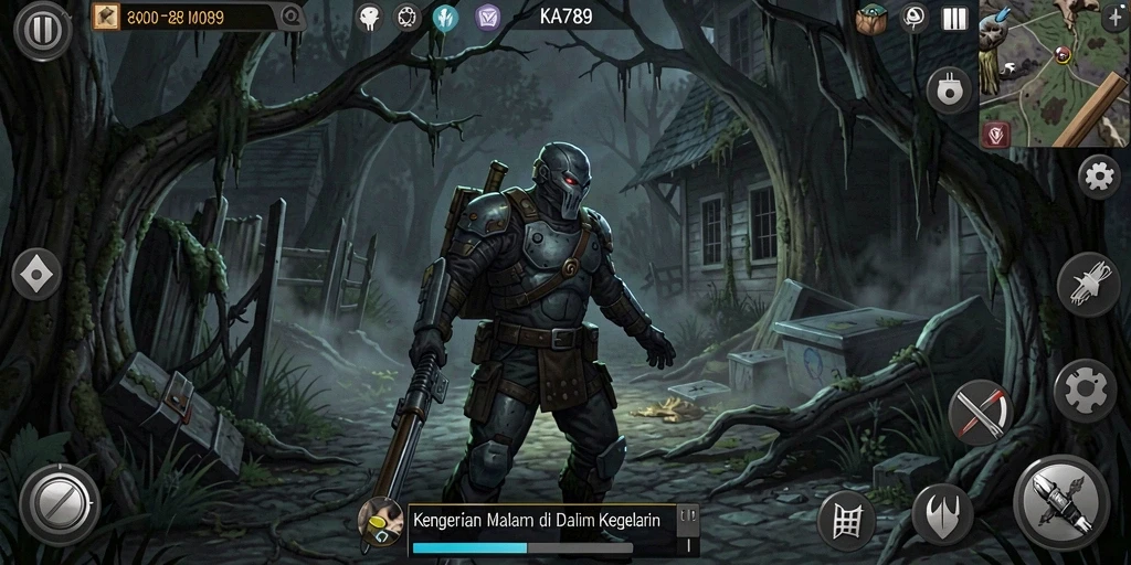 Screenshot menunjukkan suasana mencekam dalam gameplay KA789.