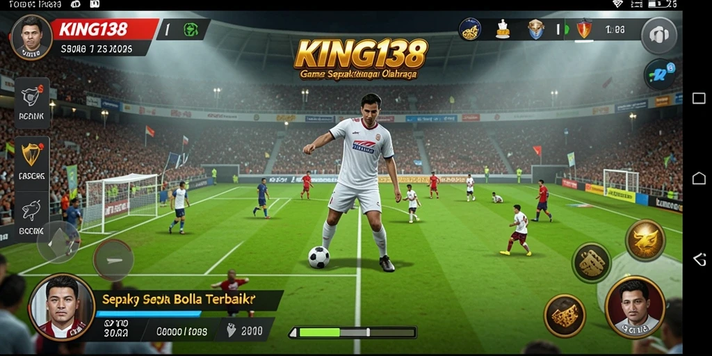 Gameplay KING138 dengan aksi seru di lapangan sepak bola.
