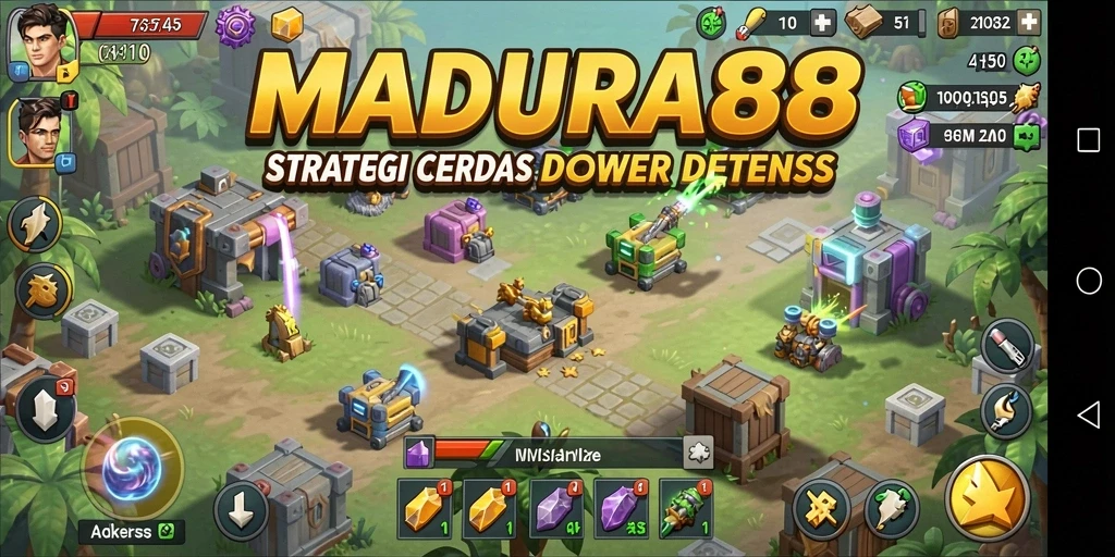 Tampilan menakjubkan dari gameplay Tower Defense di MADURA88.