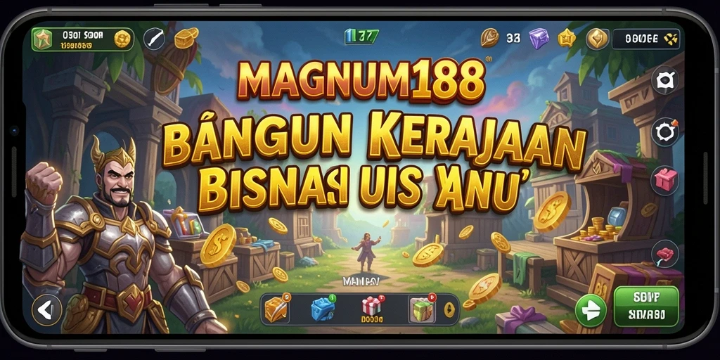 Tampilan gameplay MAGNUM188 yang menarik dengan elemen bisnis Tycoon.