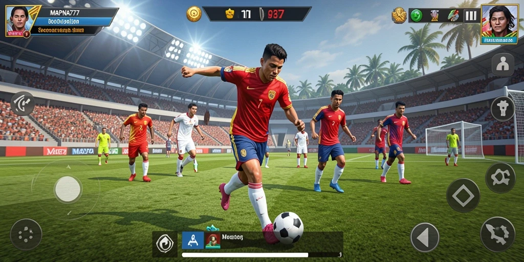 Screenshot gameplay MAPNA777 dengan grafis yang menakjubkan dan aksi olahraga yang seru.