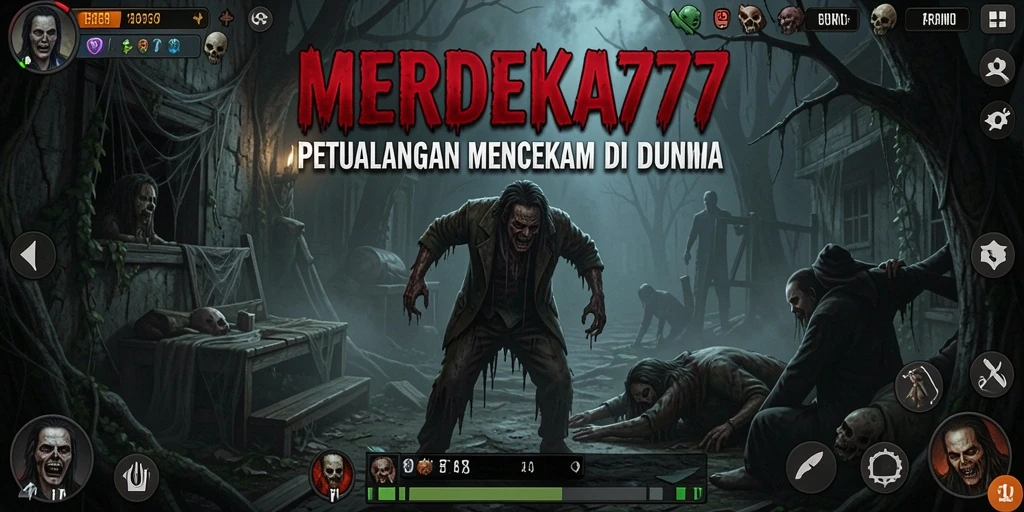 Tampilan gameplay seram MERDEKA777 yang menegangkan.