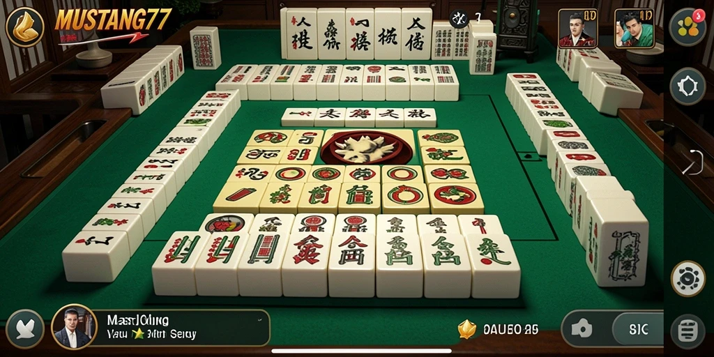 Tampilan gameplay yang menarik dari MUSTANG77 saat bermain Mahjong.