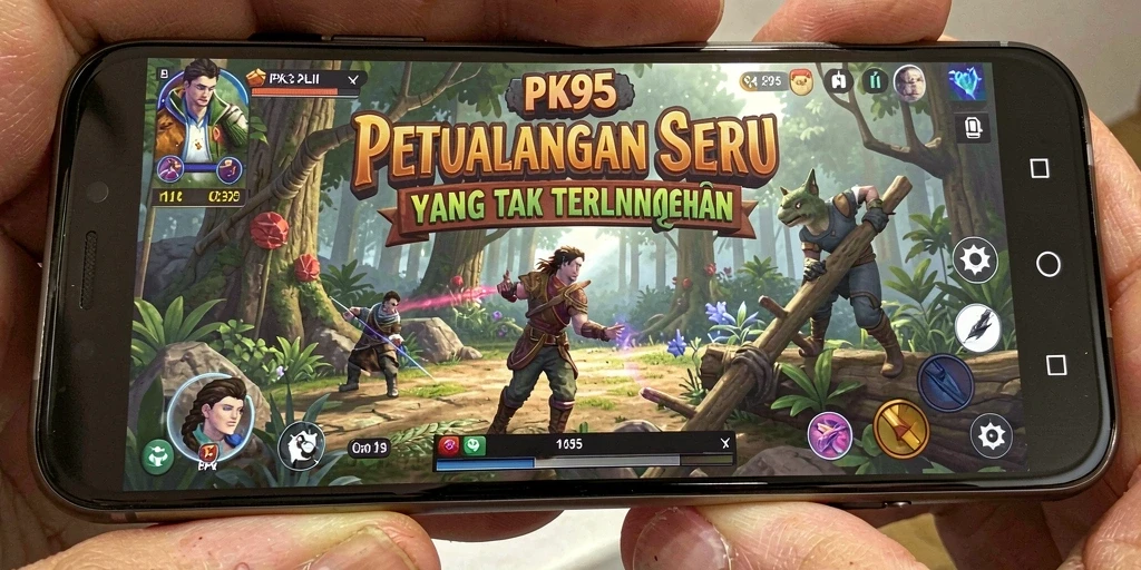 Screenshot gameplay PK95 menunjukkan aksi petualangan seru di lokasi misterius.