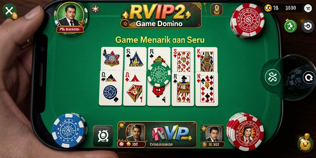 Tampilan screenshot RVIP2 menampilkan gameplay domino yang menarik.