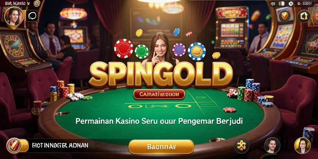 Tampilan screen game SPINGOLD yang menonjolkan serunya permainan Kasino.