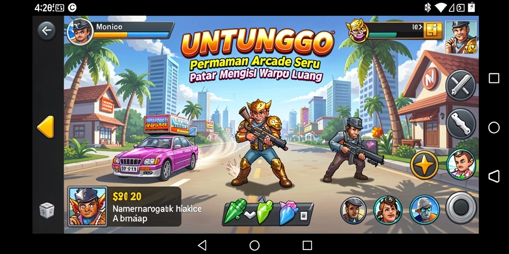 Tampilan gameplay seru UNTUNGGO dengan berbagai tantangan menarik.