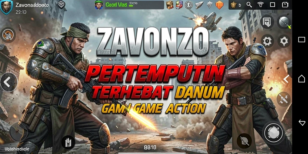 Tampilan screenshot ZAVONZO menampilkan aksi pertempuran yang mendebarkan.