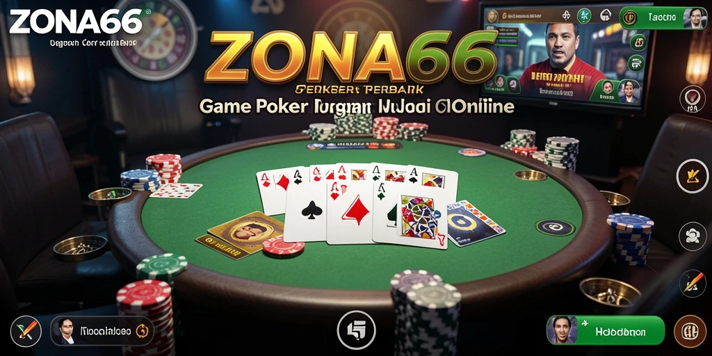 Tampilan gameplay Poker yang mendebarkan di ZONA66.